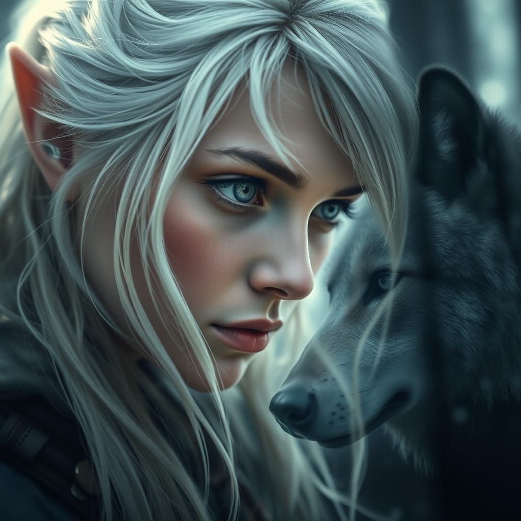 Ethereal Elf Portrait in Double Exposure