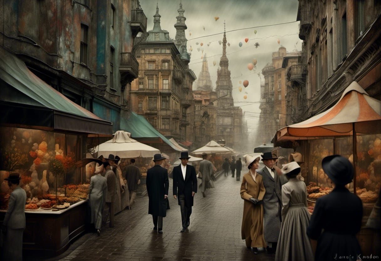 Polychromatic City Life in Detailed Matte Painting