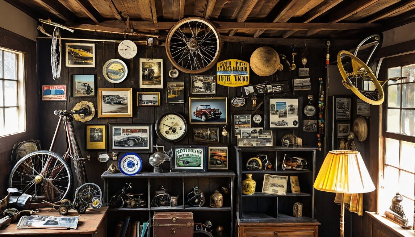 Nostalgic Attic Scene in Warm Sunlight