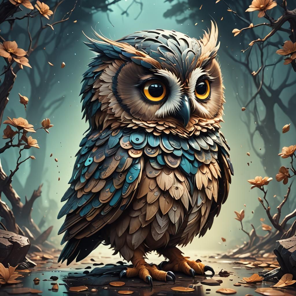 Chibi Owl Concept Art in 3D