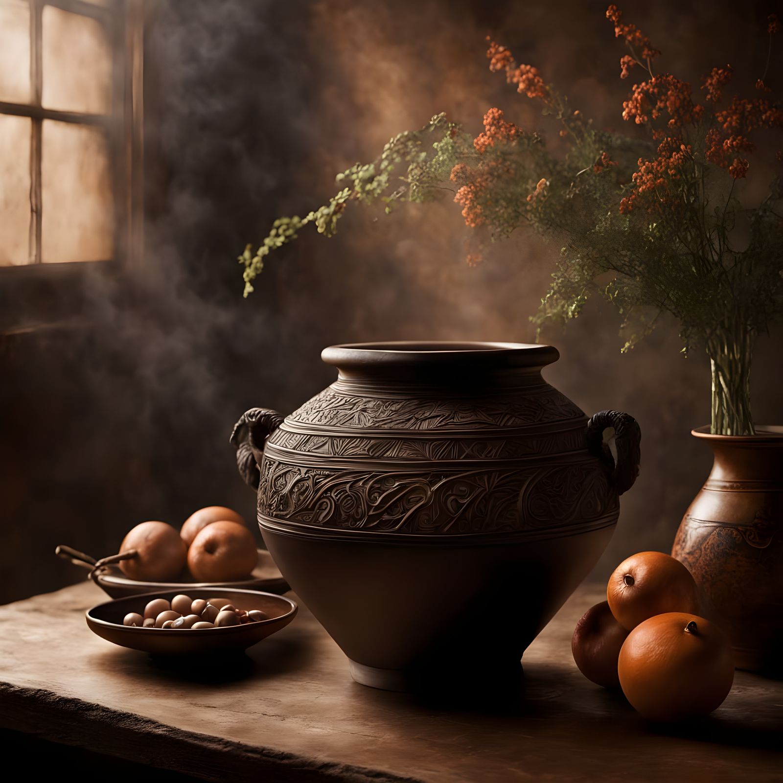 Moody Clay Pot in Hyperrealistic Detail