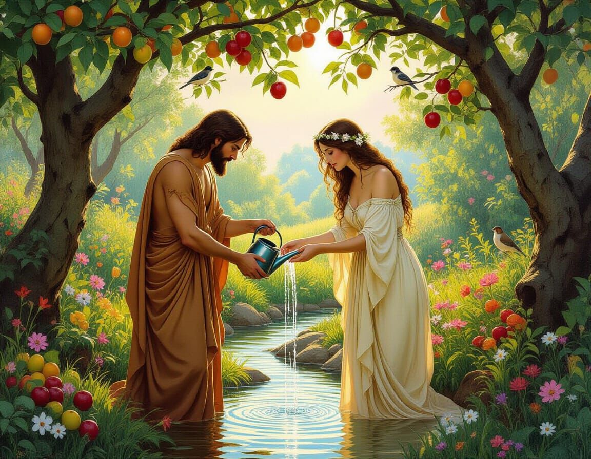 Adam and Eve in Eden: Realistic Landscape