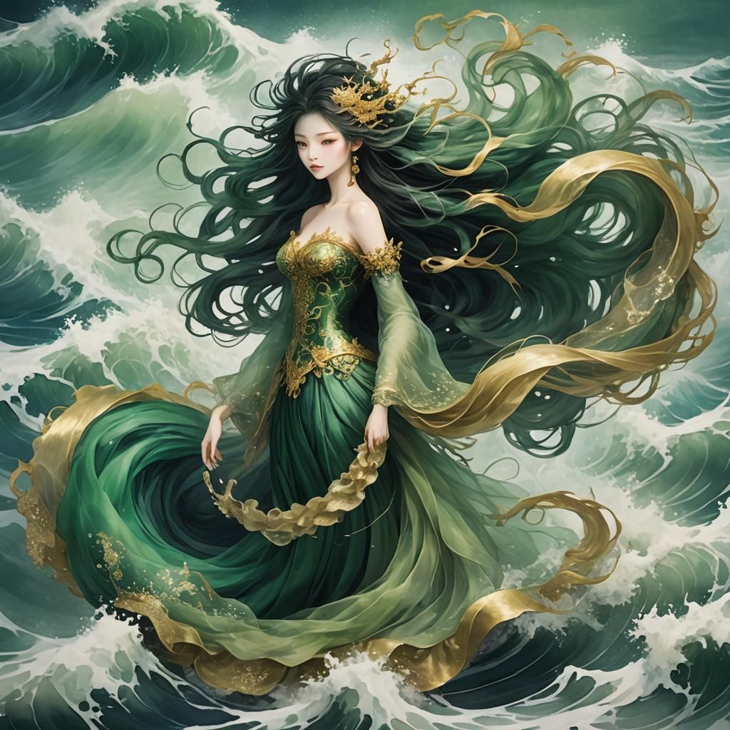 Siren in Tulle Ocean, Abstract Expressionism