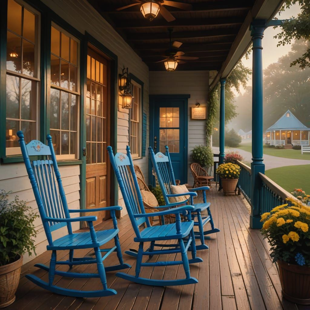 Amish Rocking Chairs in Ethereal Golden Light