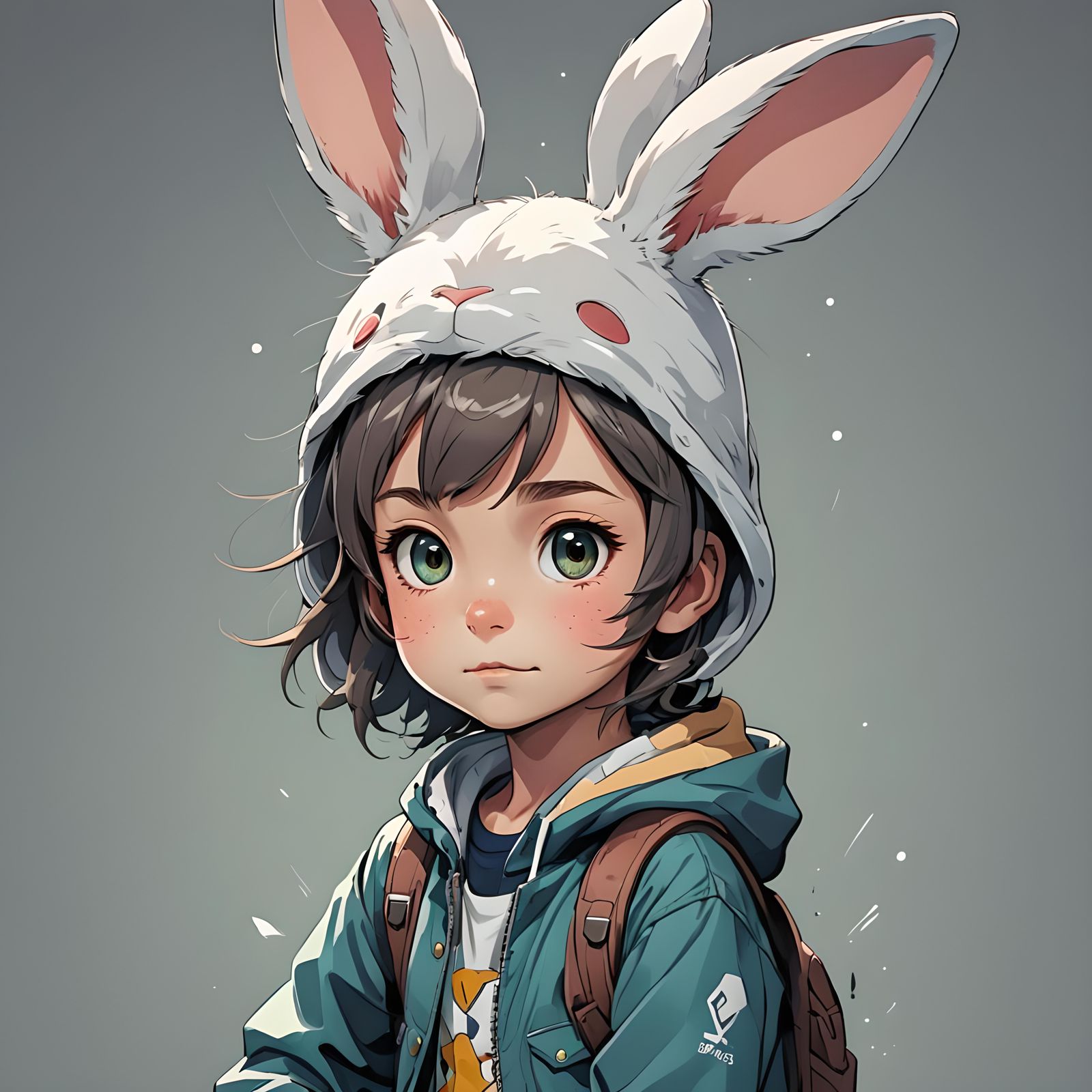 Cartoon Bunny in Anime Style Illustration