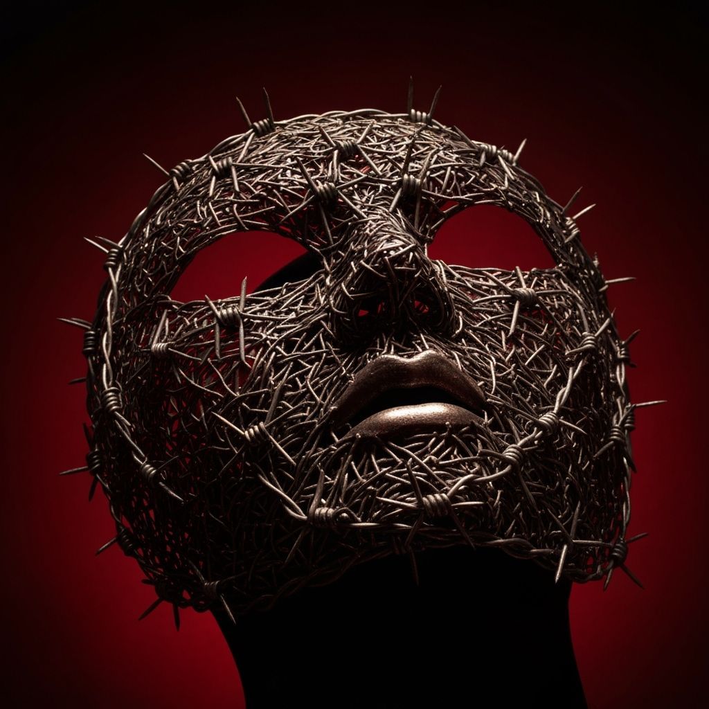 Barbed Wire Venetian Carnival Mask in Cinematic Style