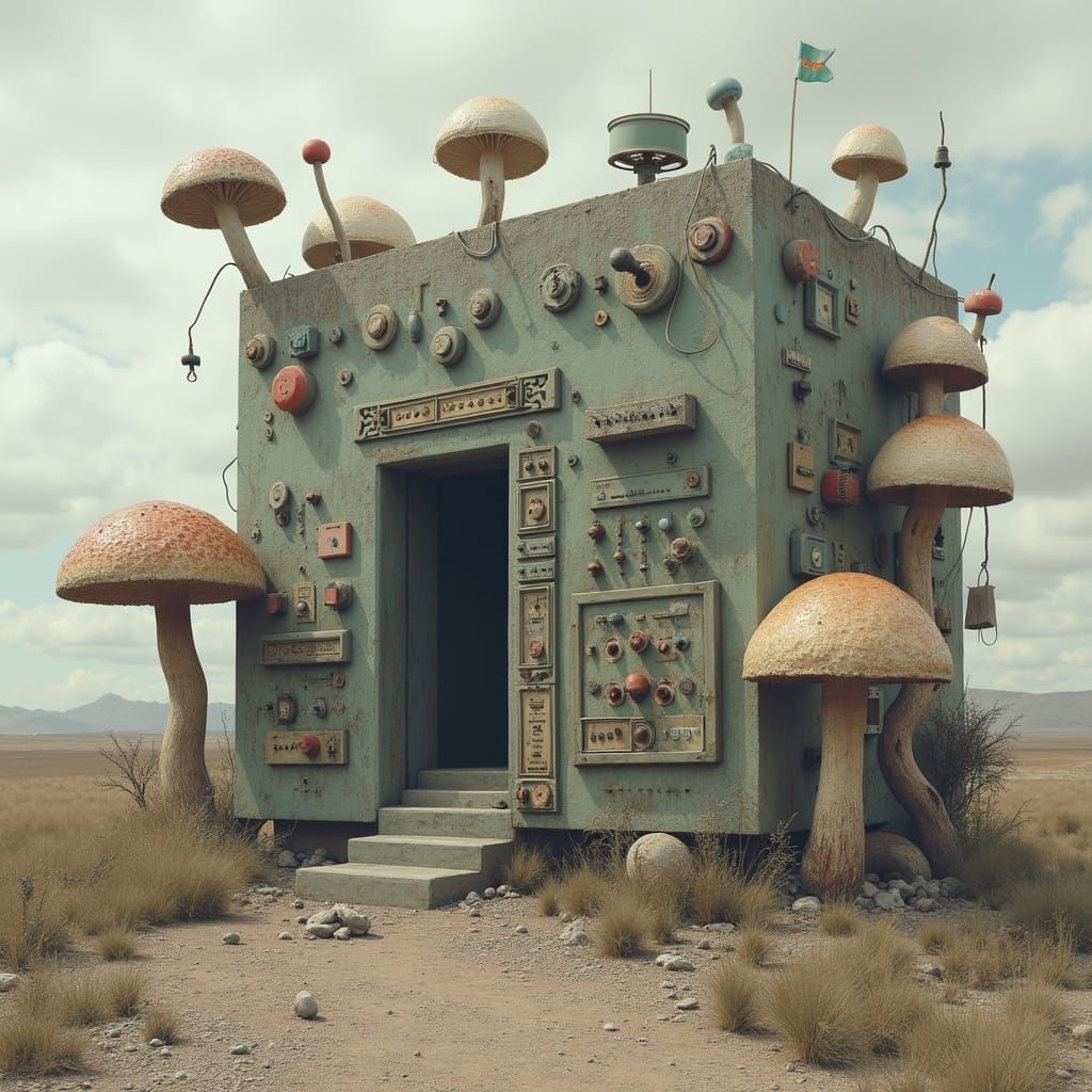 Surreal 17th Century Computer Installation with Mushroom Dec...