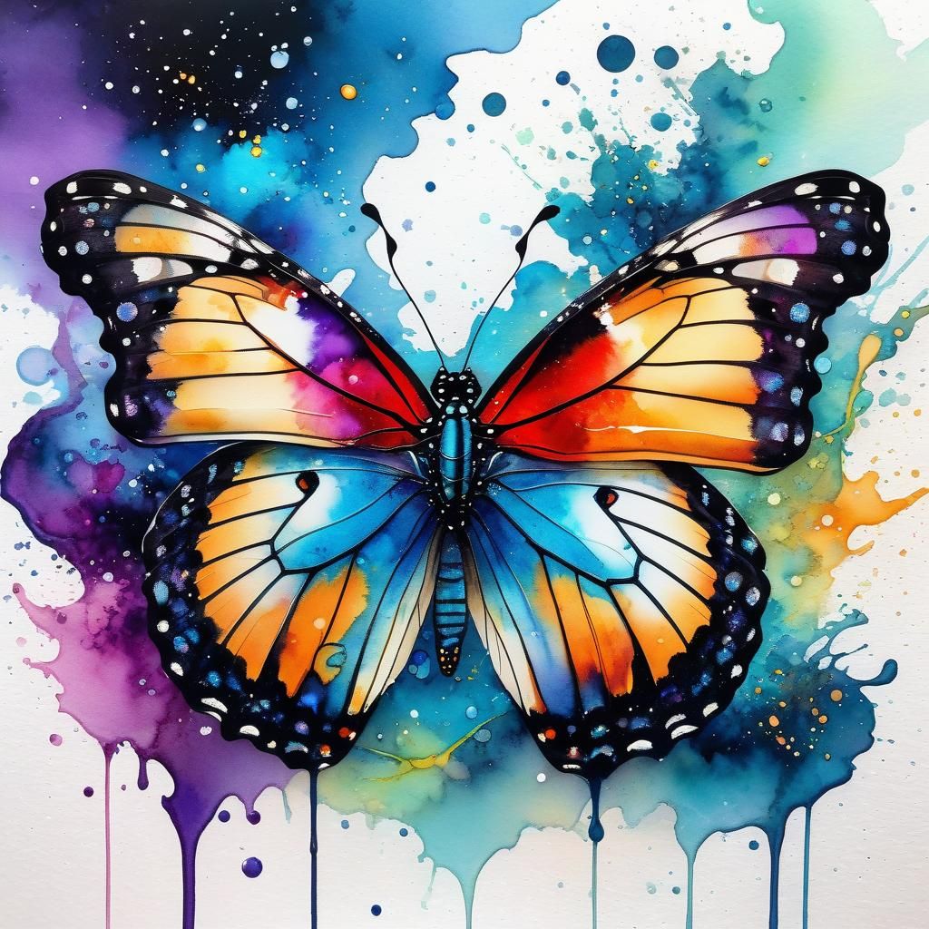 Watercolor Butterfly Painting in Cecile Style