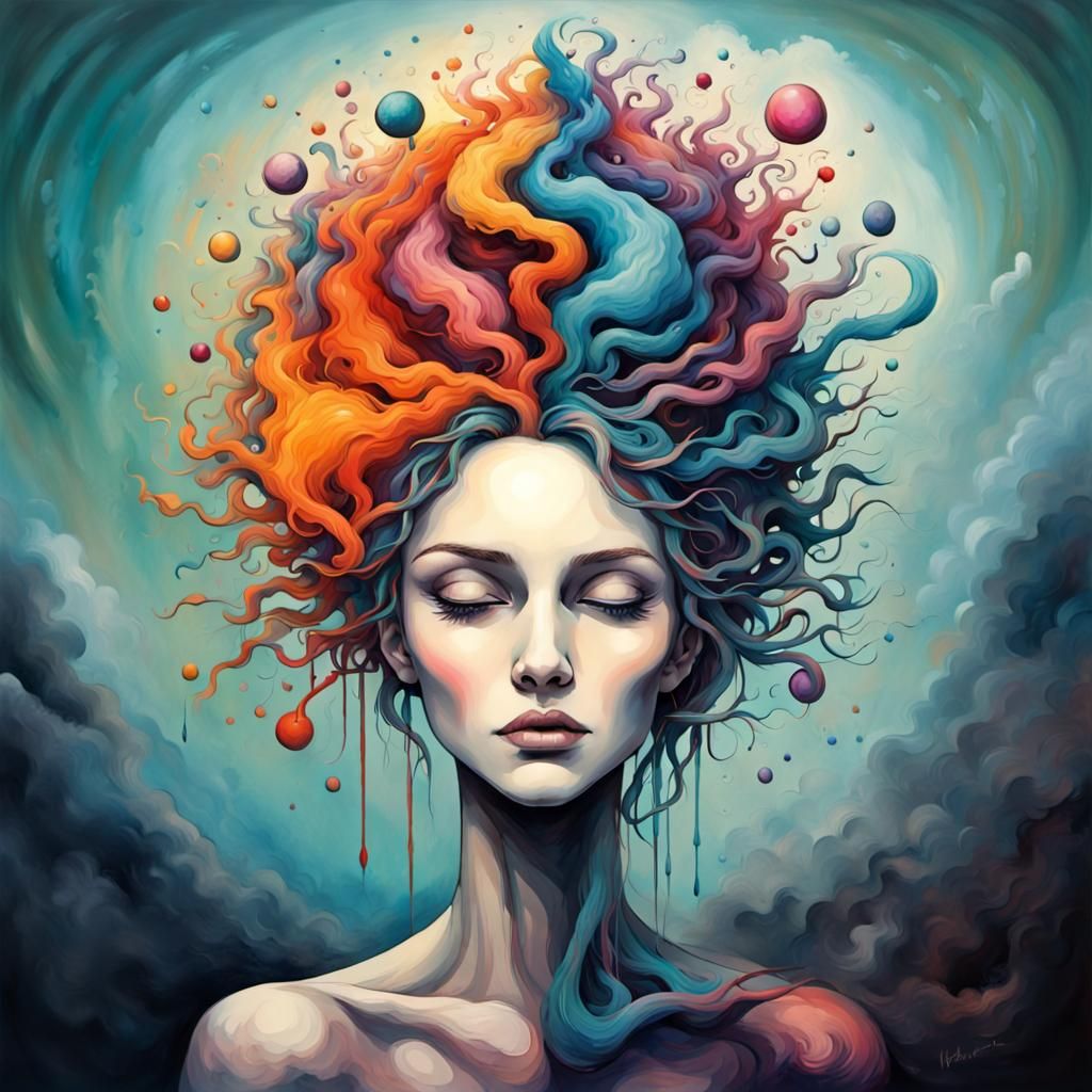 Existential Poem Illustrated with Vibrant Chaos