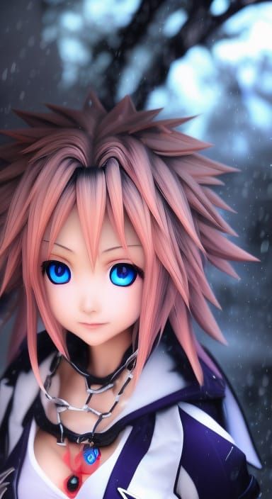 Anime Girl in Rain: Hyperdetailed Photorealistic Render