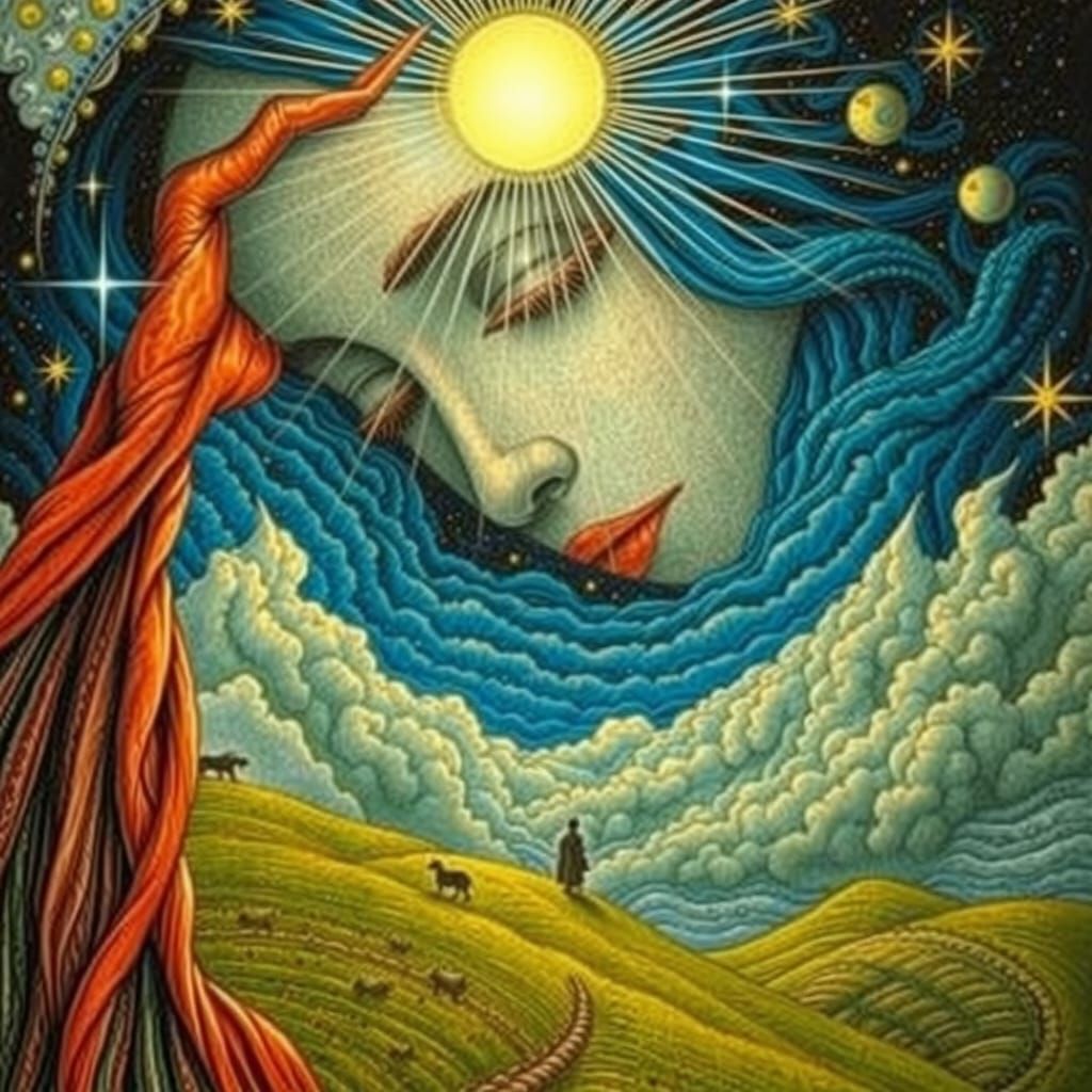 Saint Woman in Cosmic Medieval Art