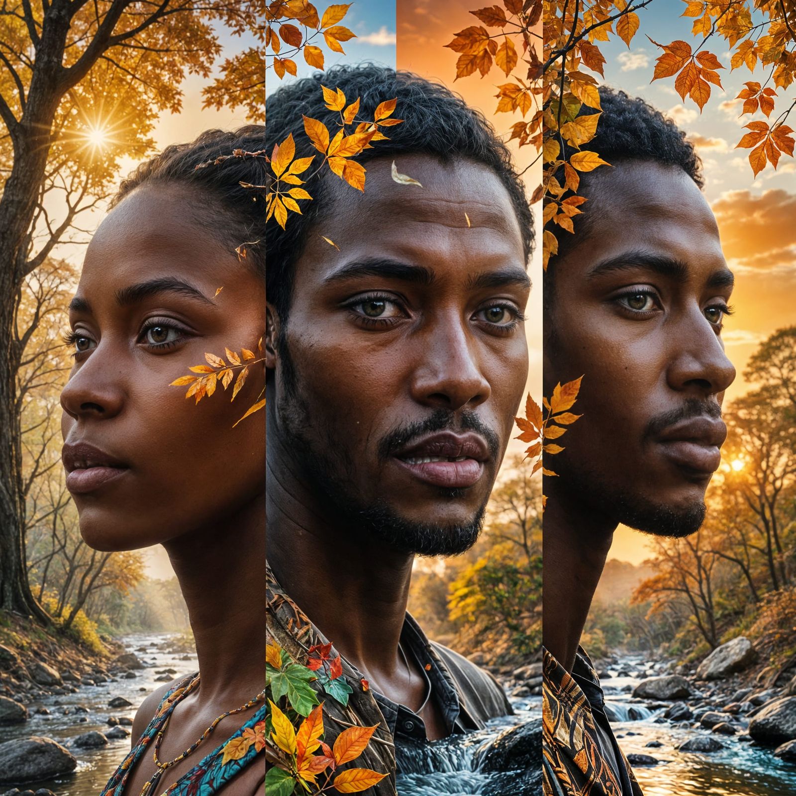 Hyperdetailed Double Exposure Portrait in Vibrant African St...