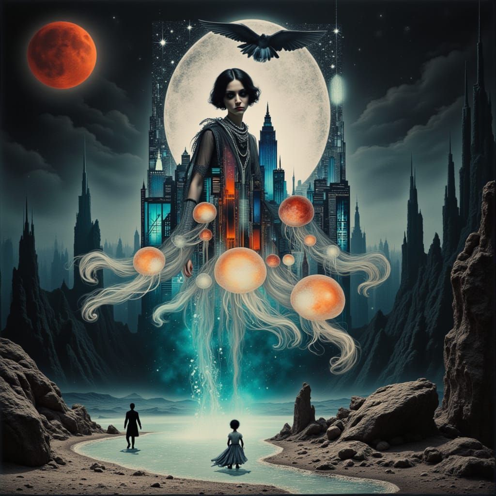 Spectral Figure in Dadaist Collage Style