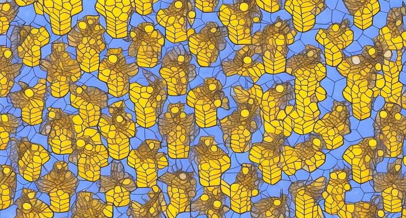 Bee and Honeycomb in Pop Art Style