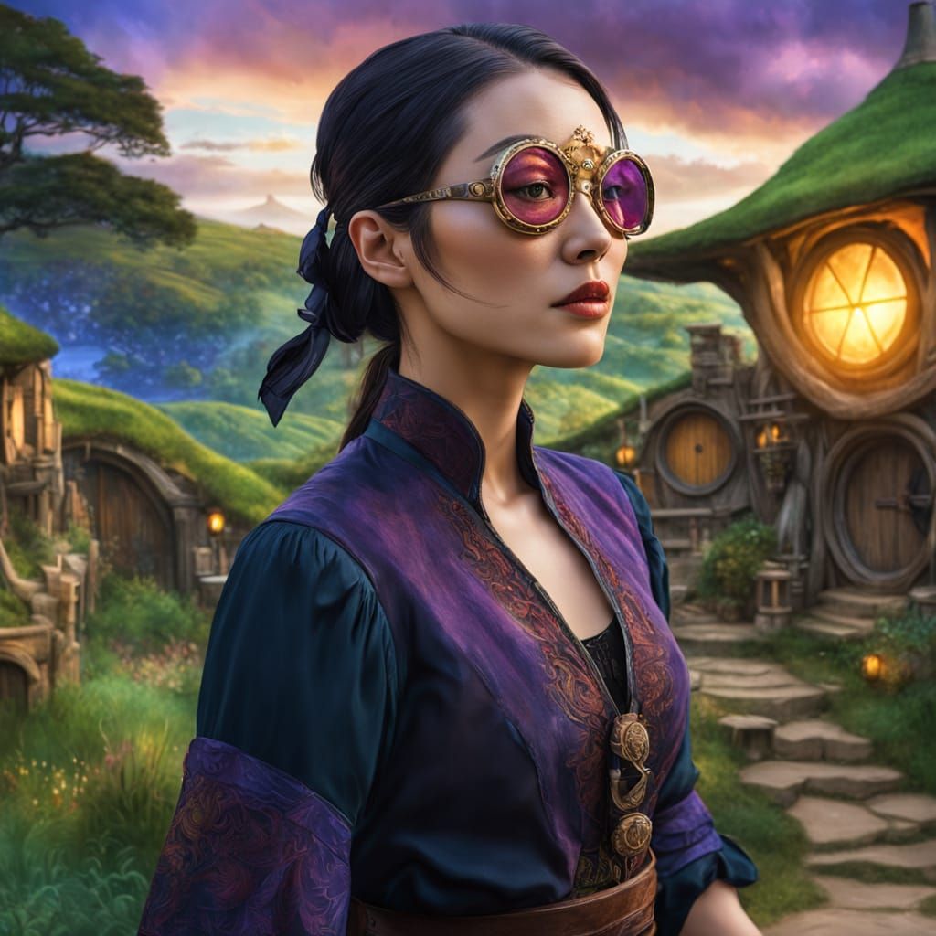 Bald Asian Woman Pirate in Hobbiton: Fantasy Art