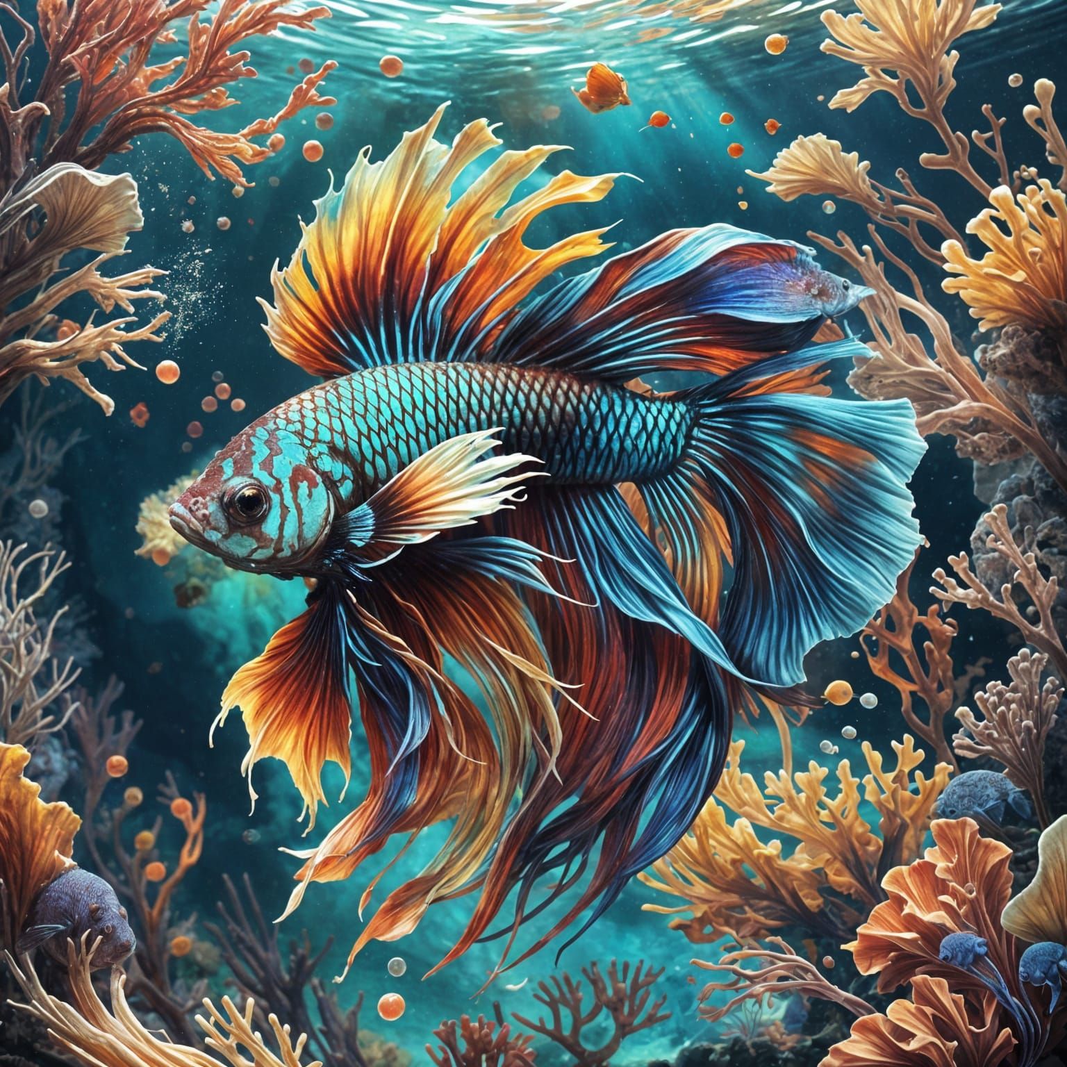 Betta Fish in the Ocean, Neurographic Art