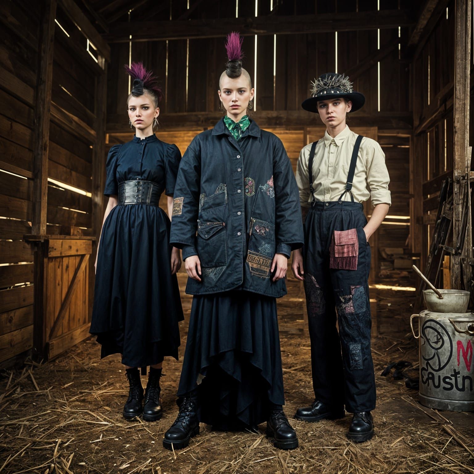 Amish Punk Vogue Cover in Cyberpunk Style