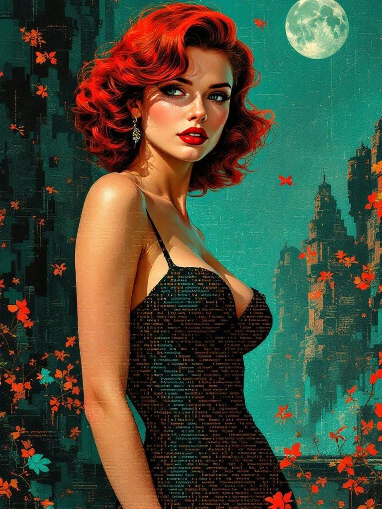 Elegant Woman with Butterflies in Impressionistic Style