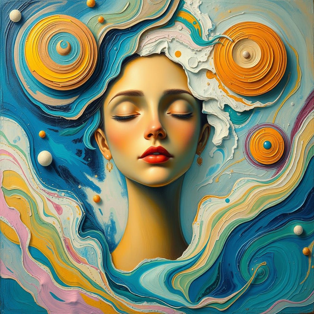 Surreal Abstract Dreamscape With Stylized Figure