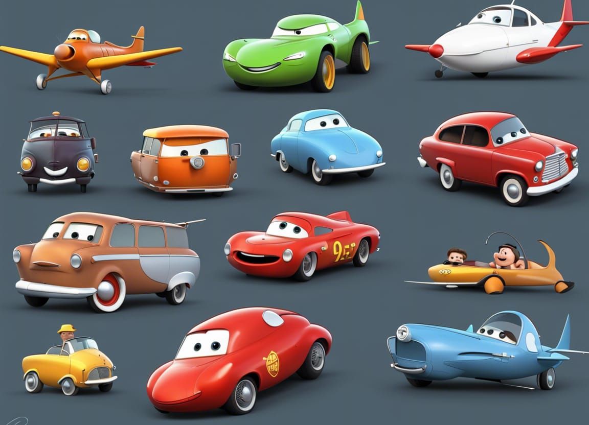 Planes and Cars in Disney Pixar 3D Style