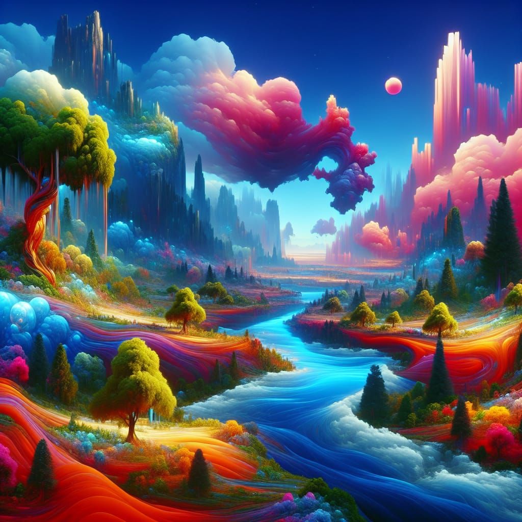 Vivid Surreal Landscapes in Dreamlike World