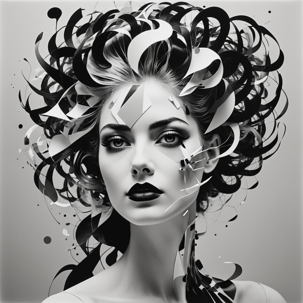 Dada-Inspired Black and White Photogram of Stage Persona