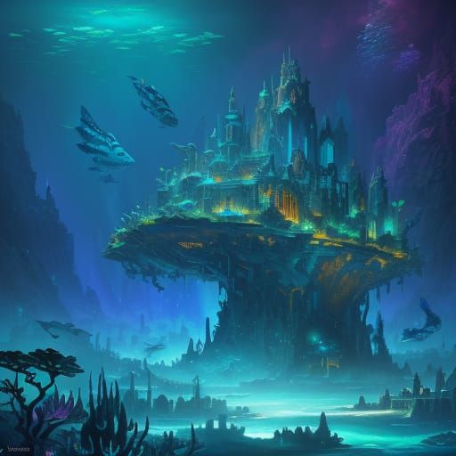 Underwater City: A Fantasy Oil Painting