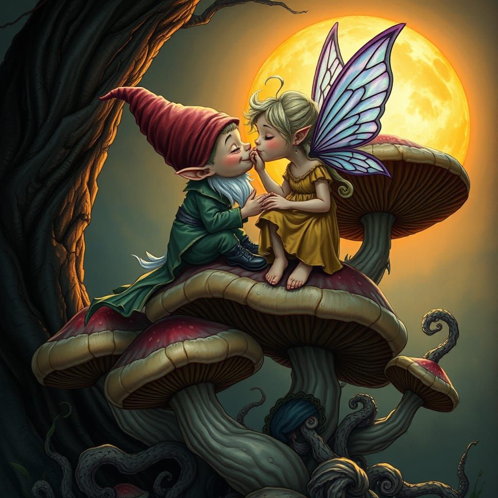 Gnomes and Fairies in Twilight Whispers