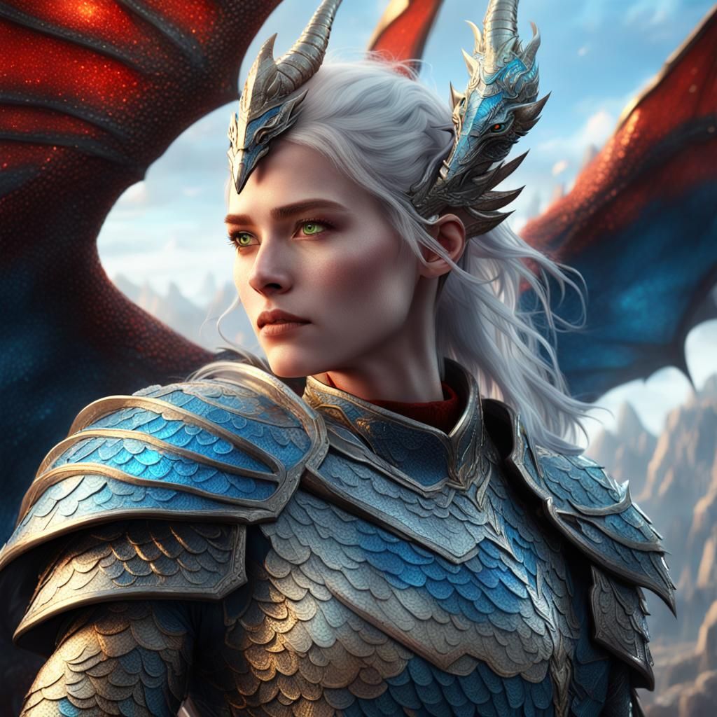 Nordic Dragon Warrior in Hyperrealistic Fantasy Art