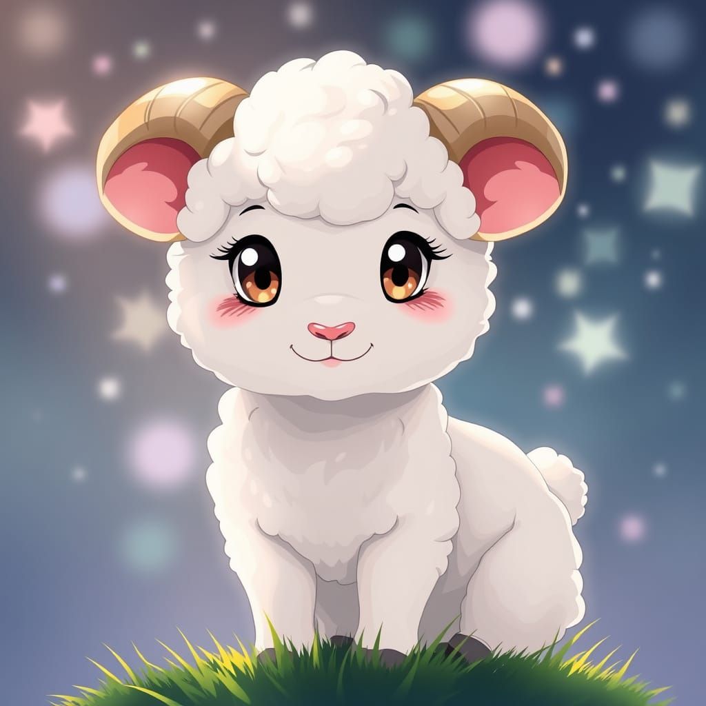 Cute Anime Lamb Illustration