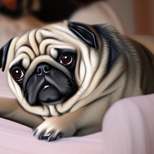Realistic Pug Image Generated by AI