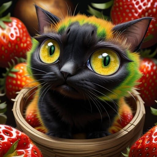 Cyberpunk Feline Fusion in Vibrant Digital Art