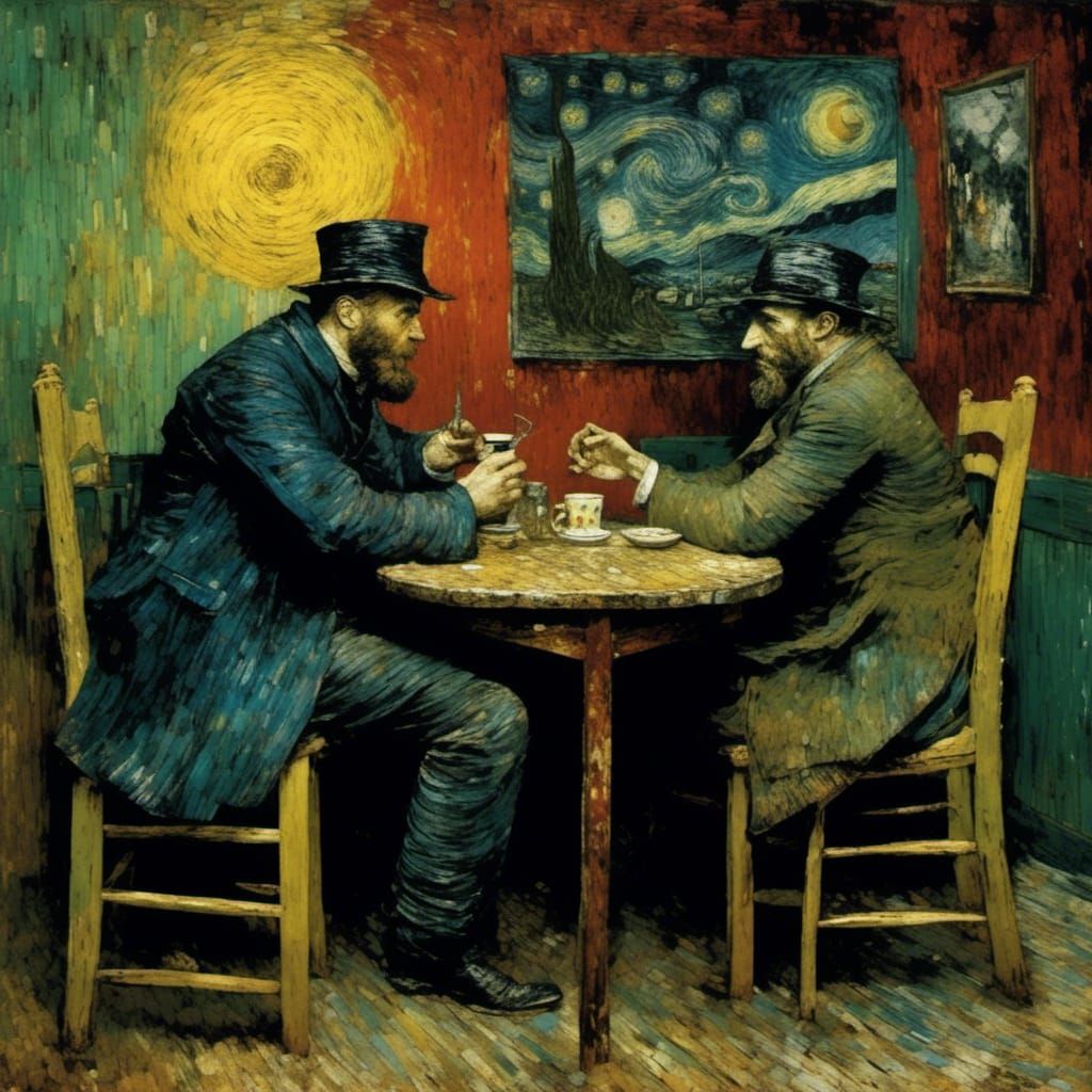 Cafe Conspirators Inspired by Van Gogh and Picasso