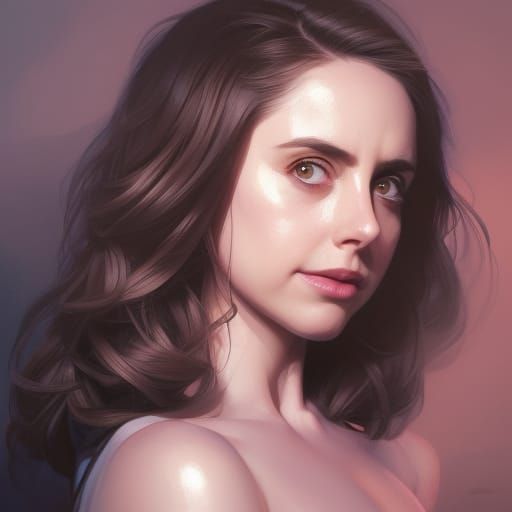 Alison Brie Portrait by Rutkowski, Artgerm, and Mucha