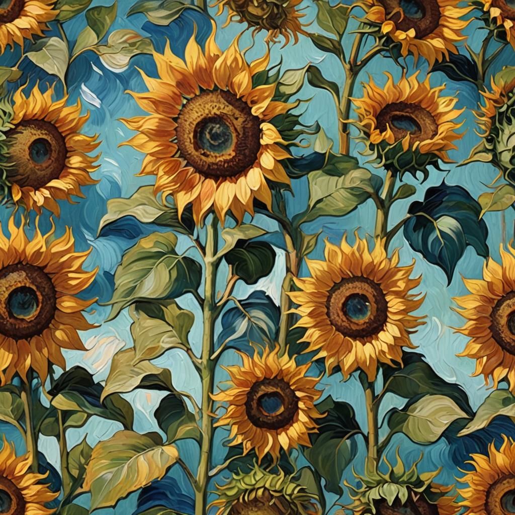 Sunflower Impasto Painting with Vibrant Colors