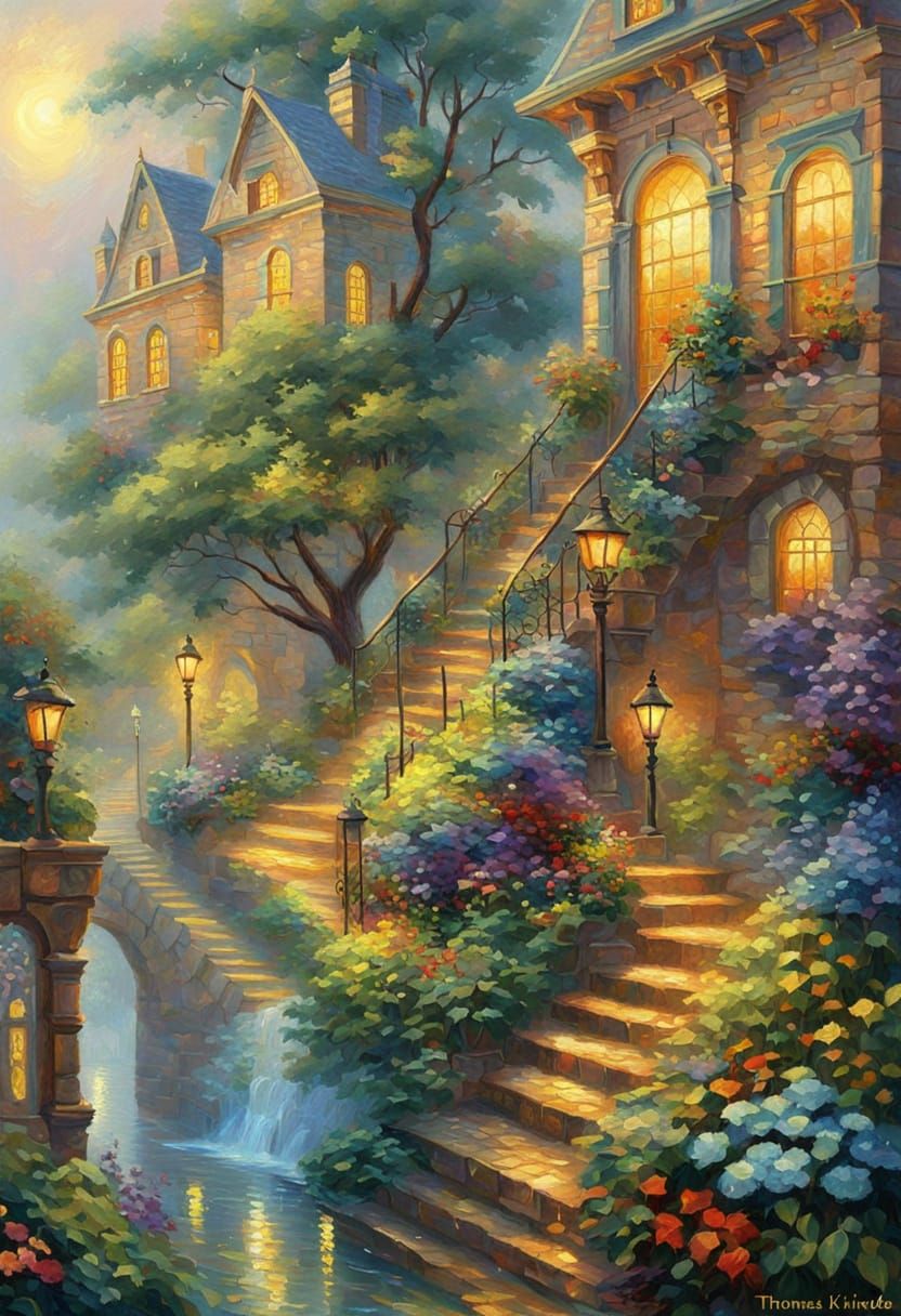 Geometric Impressionism with Expressive Brushstrokes