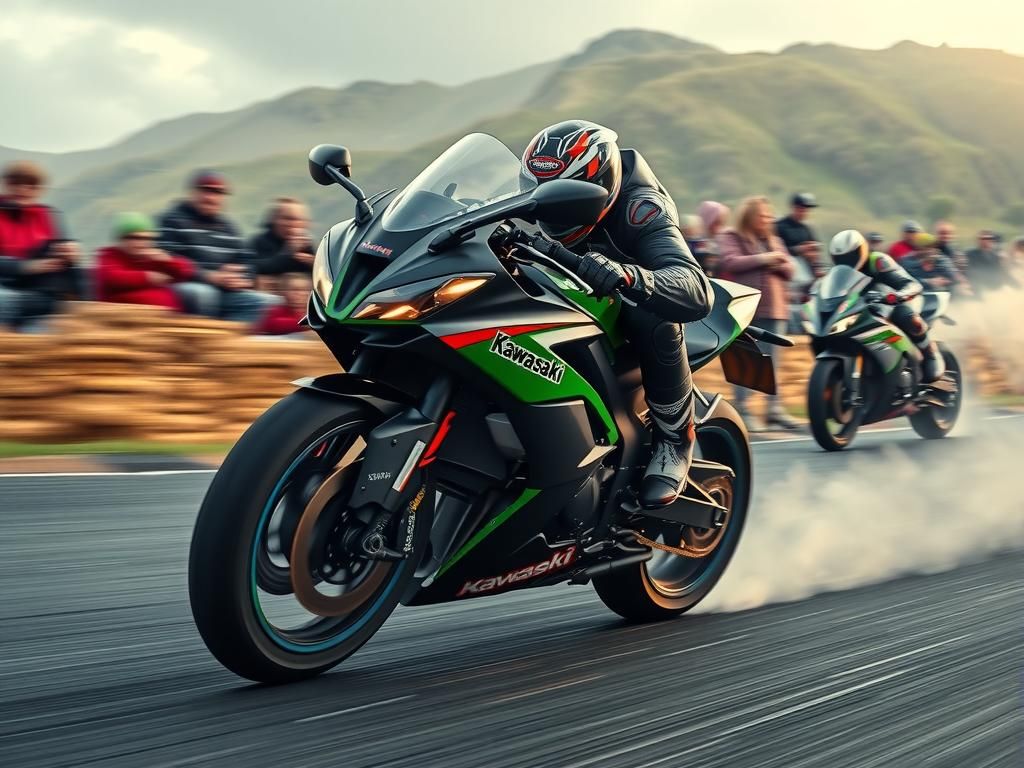 Isle of Man TT Race in Maximalist Style