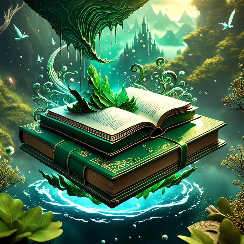 Magical Floating Book in Detailed Matte Painting