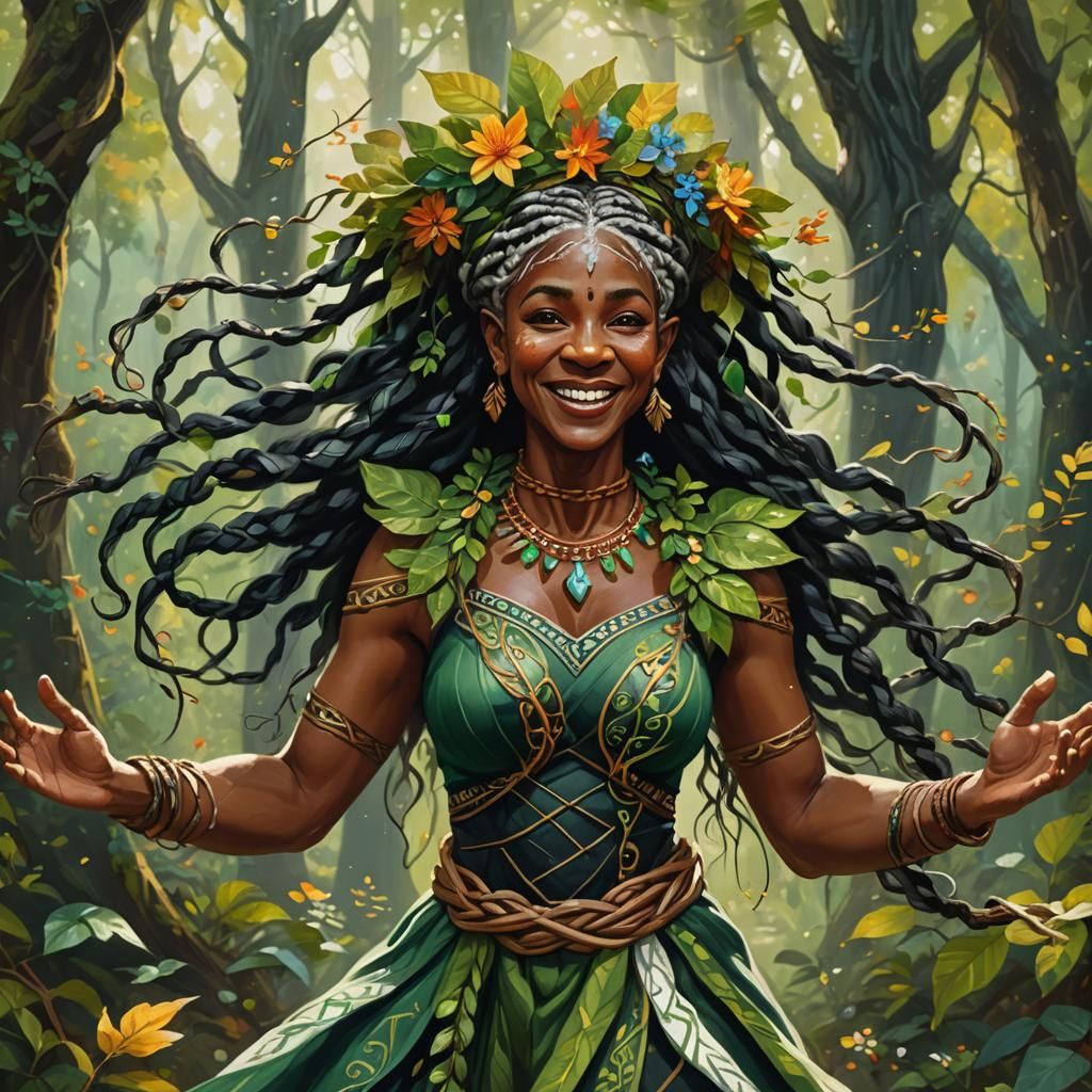 Joyful Wood Elf Dances in Autumnal Forest