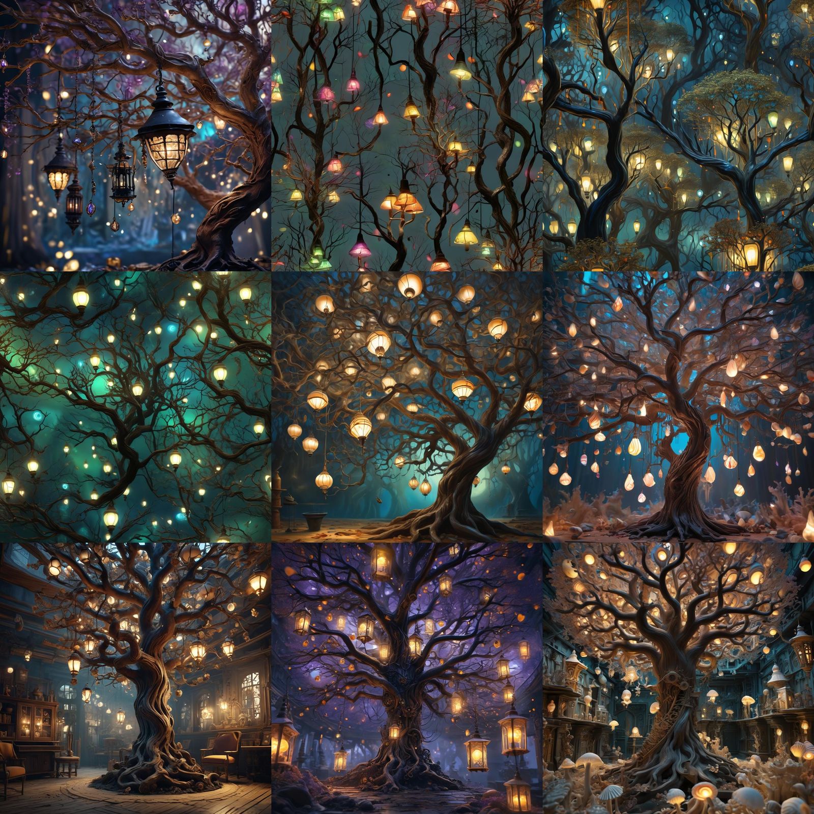 Glowing Tree Lamp: Fantasy Concept Art
