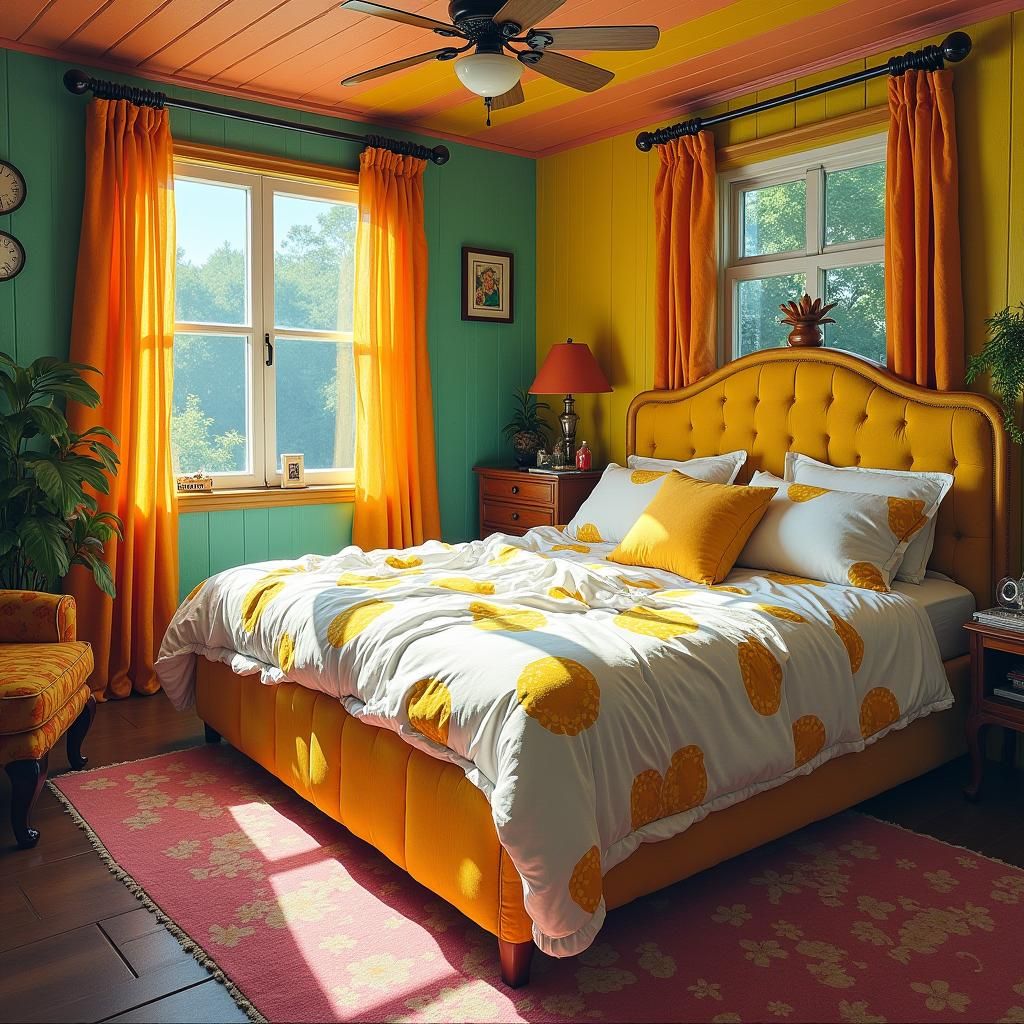 Pineapple House Bedroom with Oversized Bed, in Neo-Impressio...
