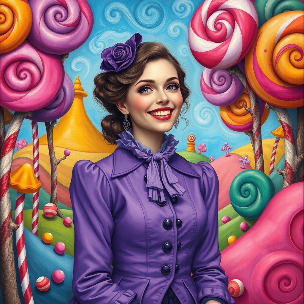 Whimsical Candyland Portrait in Pop Surrealist Style