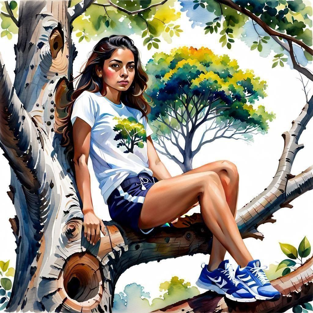 Watercolor Tree Branch in Natural Hues