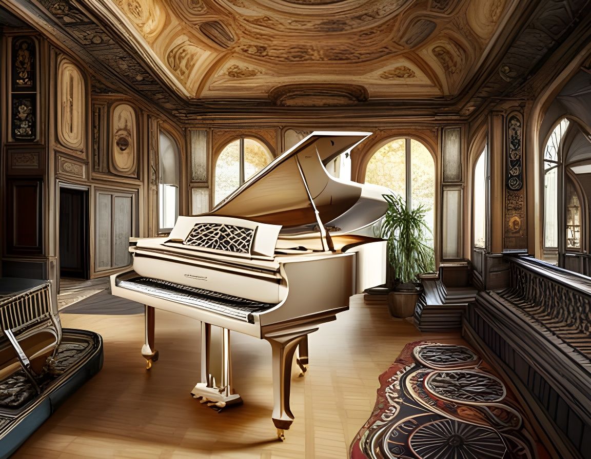 White Baby Grand Piano