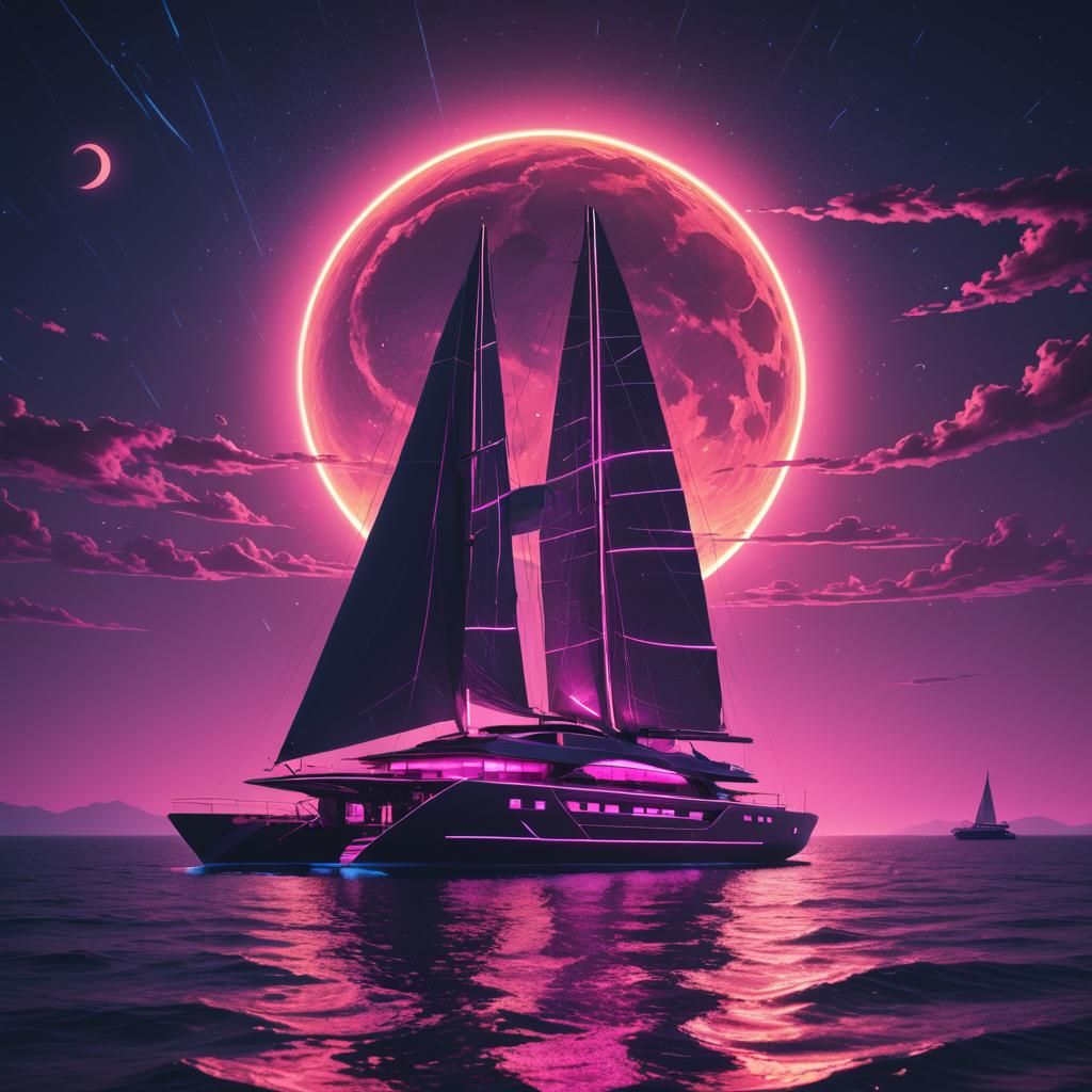 FUTURISTIC YACHT AT SEA