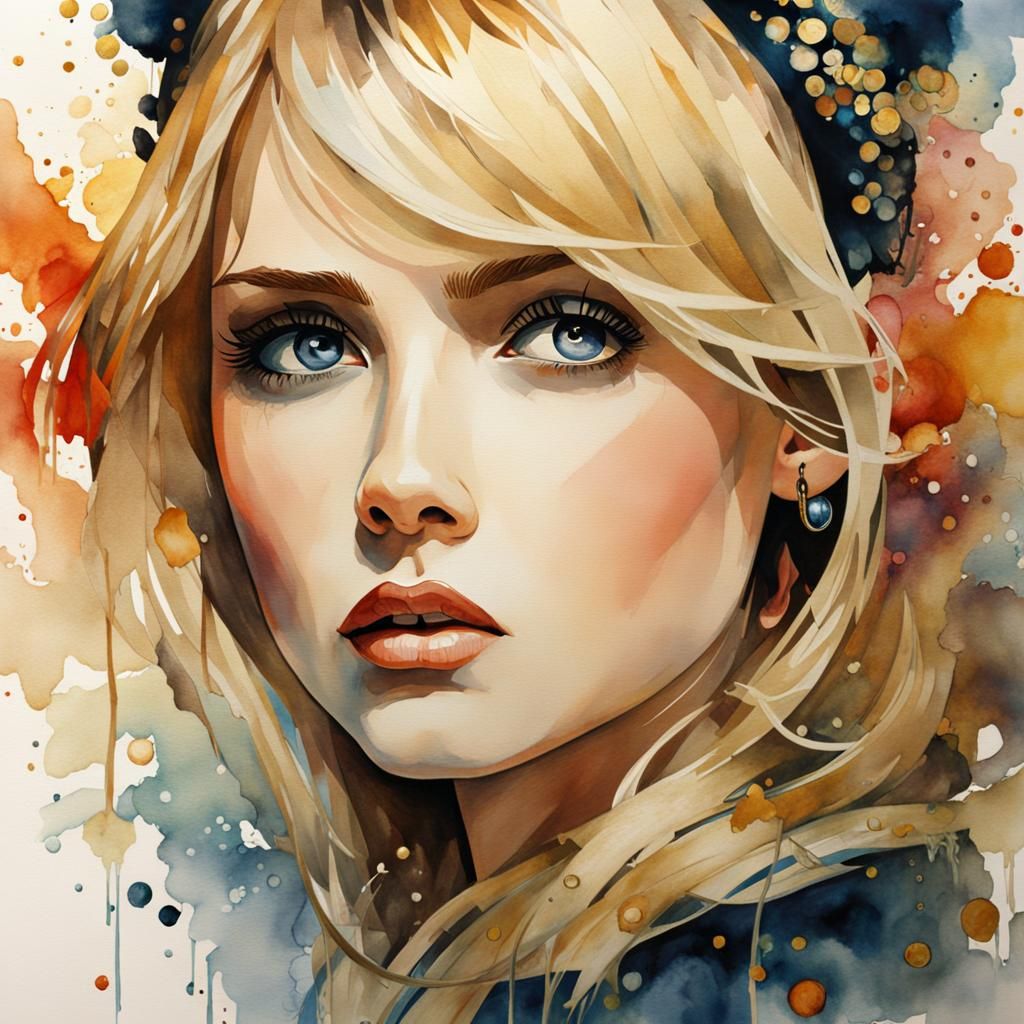 Watercolor Buffy Summers with Intricate Details