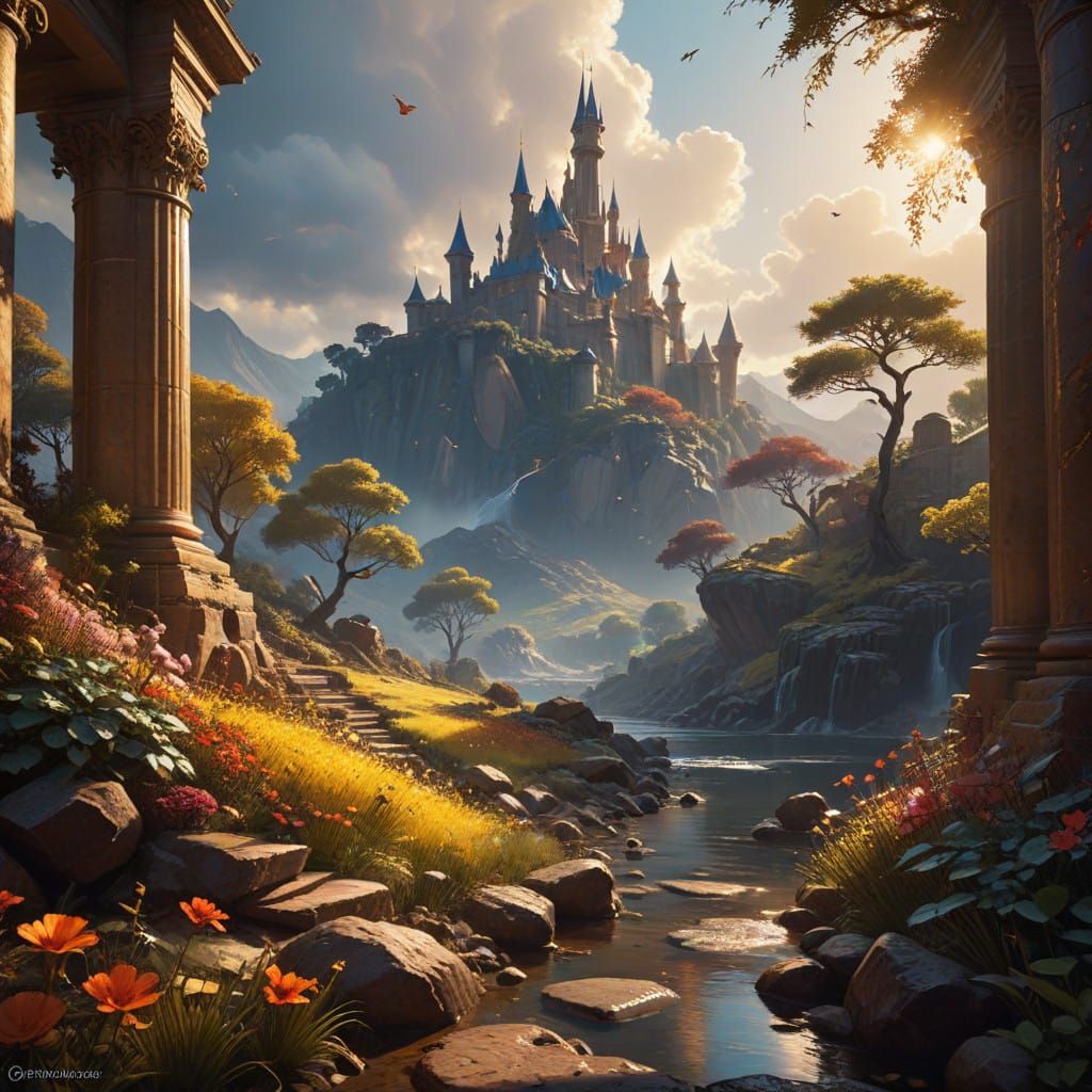 Majestic Midday Landscape in Epic Cinematic Style