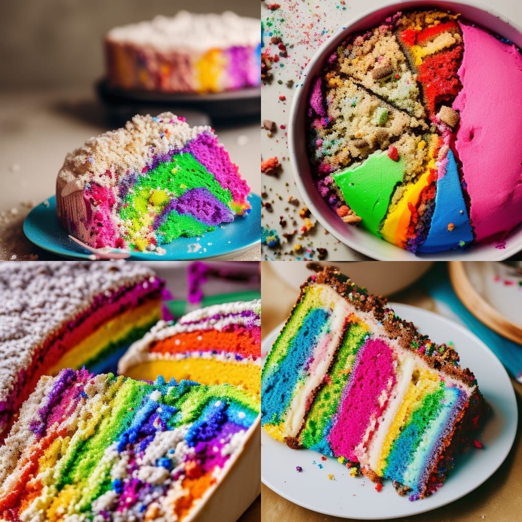 Smashed Rainbow Cake in Motion: Professional Photography