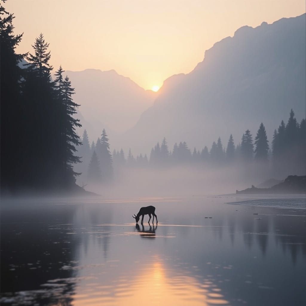 Ethereal Mountain Landscape at Dawn