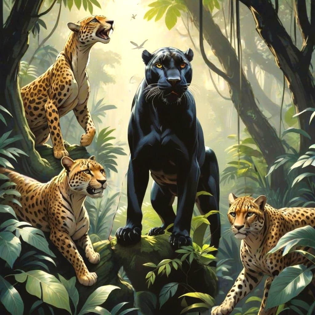 Tarzan and Jungle Friends in Luxurious Ink Drawing